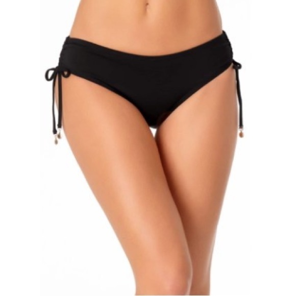 Anne Cole Alex Solid Side Tie Adjustable Bikini Swim Bottom, Black - Picture 7 of 14